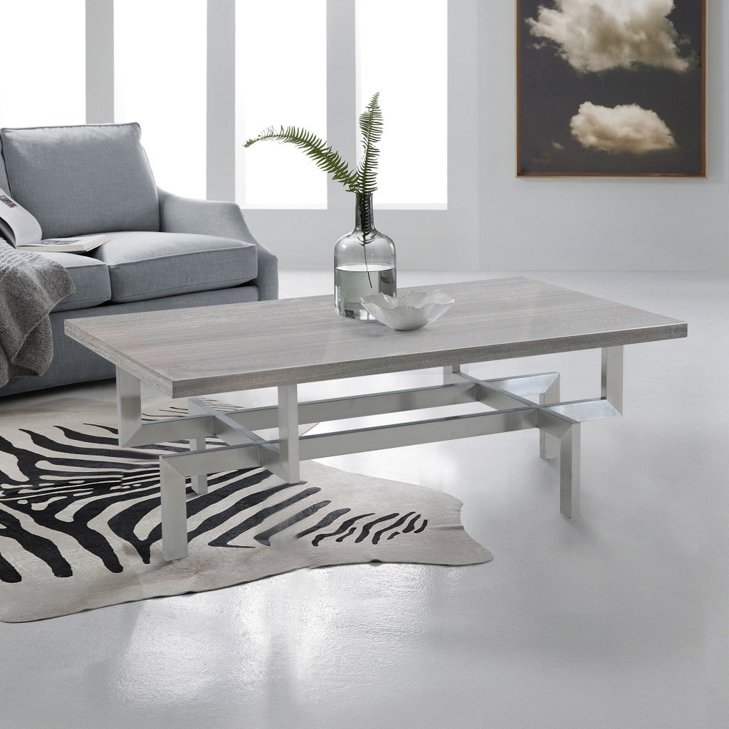 51" Grey And Silver Rectangular Coffee Table By Homeroots | Coffee Tables | Modishstore - 4