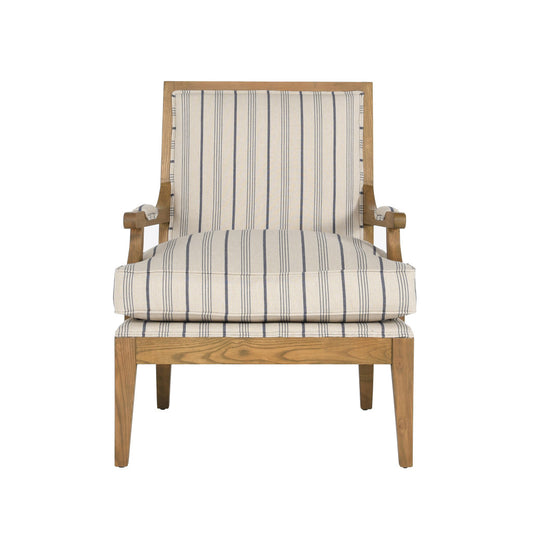 29" Blue And Ivory Linen Blend Striped Arm Chair By Homeroots | Armchairs | Modishstore