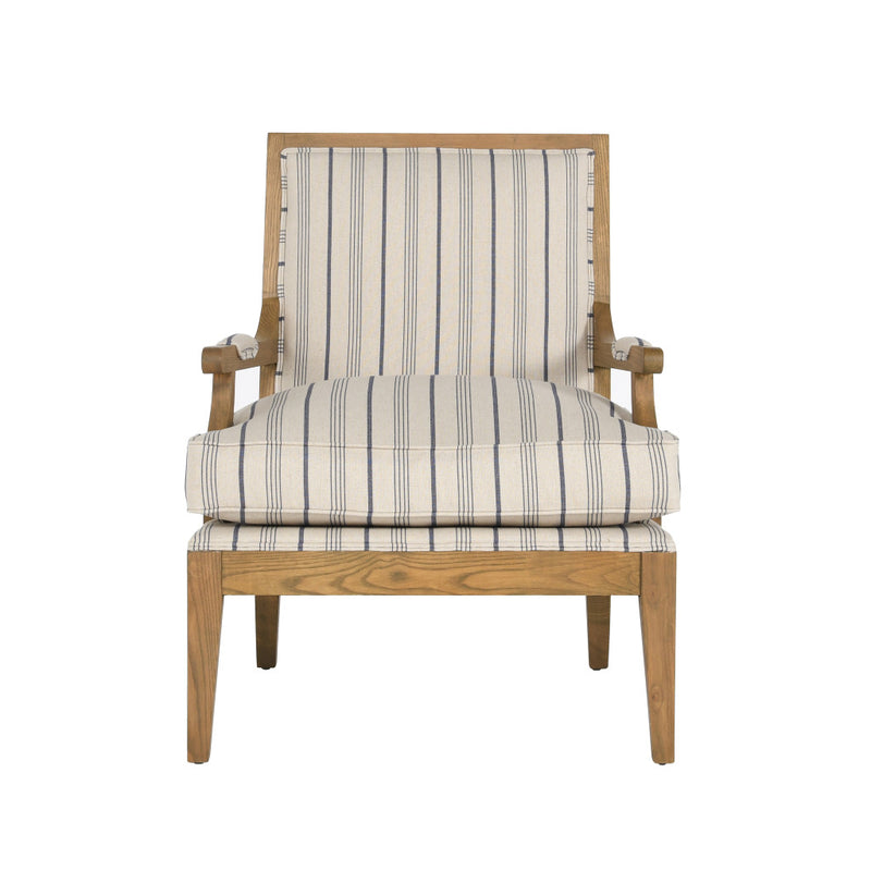 29" Blue And Ivory Linen Blend Striped Arm Chair By Homeroots | Armchairs | Modishstore