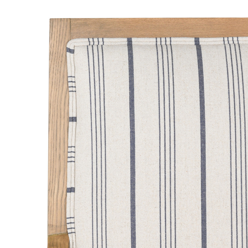 29" Blue And Ivory Linen Blend Striped Arm Chair By Homeroots | Armchairs | Modishstore - 4