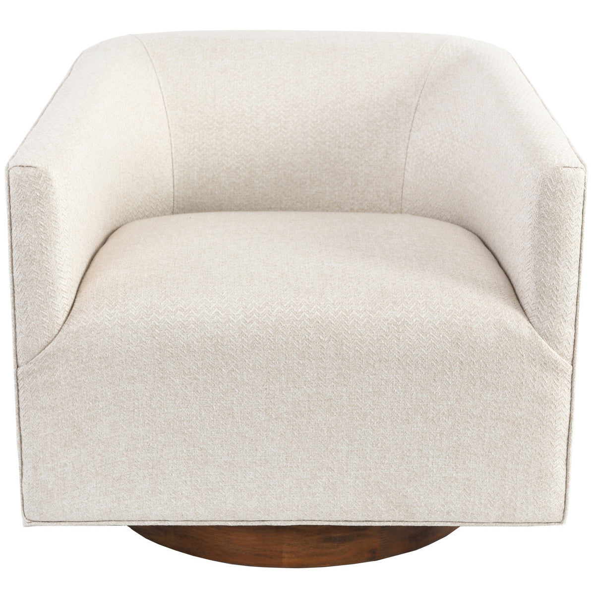 30" Beige and Wood Brown Polyester Chevron Swivel Barrel Chair By Homeroots | Armchairs | Modishstore
