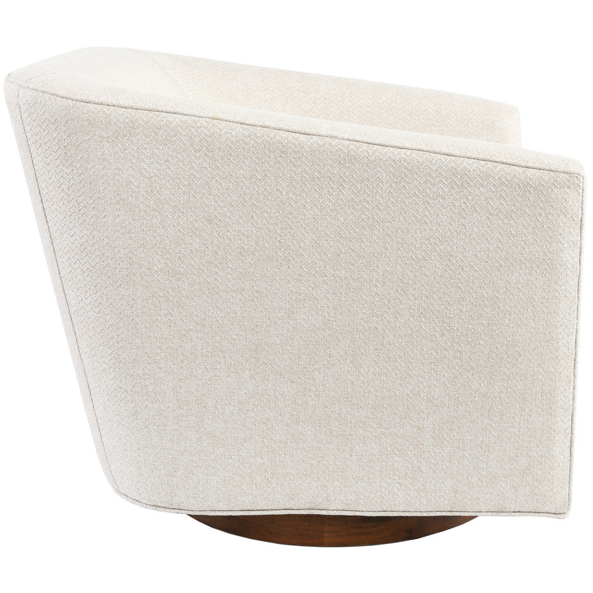 30" Beige and Wood Brown Polyester Chevron Swivel Barrel Chair By Homeroots | Armchairs | Modishstore - 3