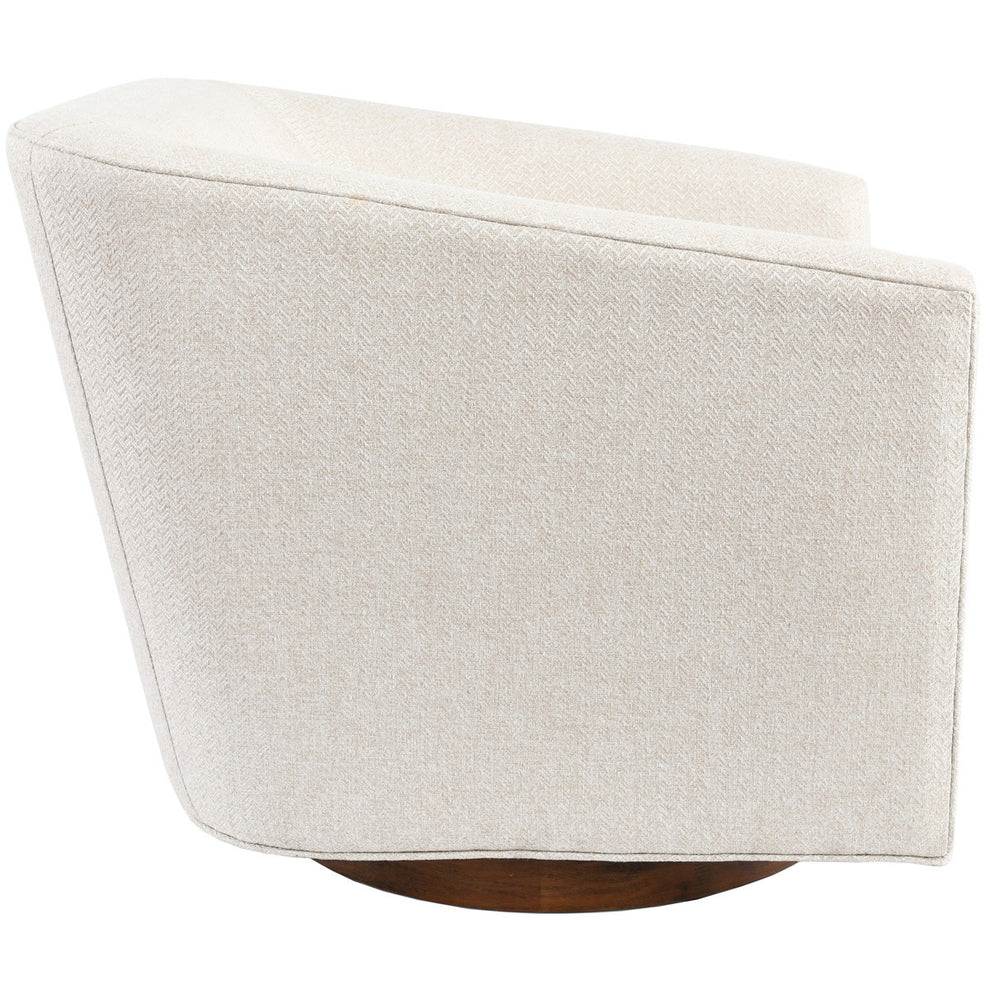 30" Beige and Wood Brown Polyester Chevron Swivel Barrel Chair By Homeroots | Armchairs | Modishstore - 3
