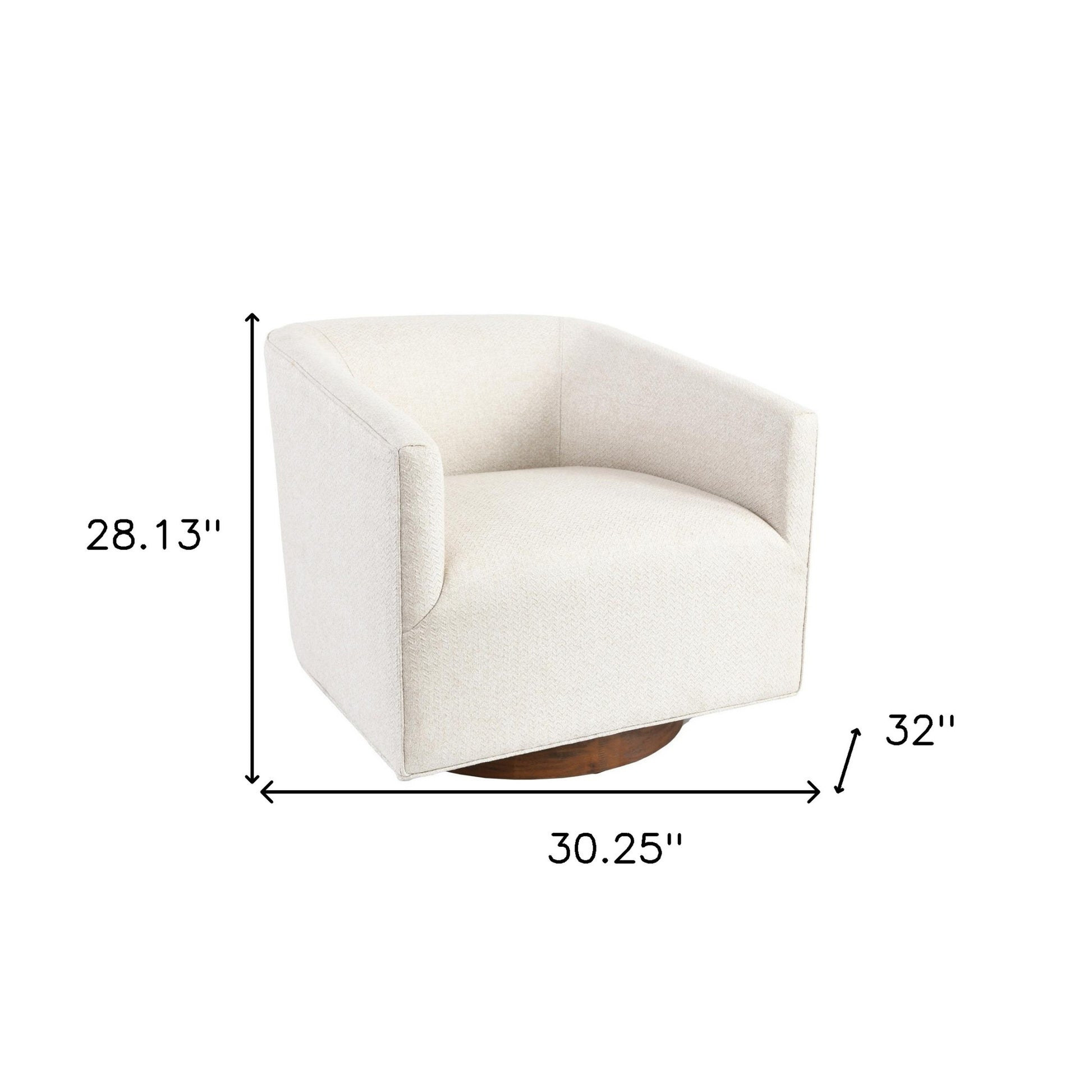 30" Beige and Wood Brown Polyester Chevron Swivel Barrel Chair By Homeroots | Armchairs | Modishstore - 7