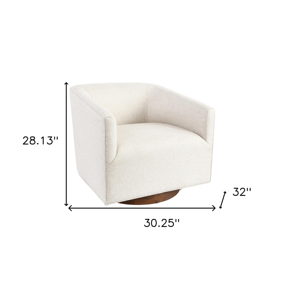 30" Beige and Wood Brown Polyester Chevron Swivel Barrel Chair By Homeroots | Armchairs | Modishstore - 7