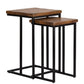 Set of Two 26" Black and Mahogany Solid Wood Nested Tables By Homeroots | End Tables | Modishstore