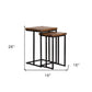 Set of Two 26" Black and Mahogany Solid Wood Nested Tables By Homeroots | End Tables | Modishstore - 6