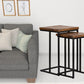 Set of Two 26" Black and Mahogany Solid Wood Nested Tables By Homeroots | End Tables | Modishstore - 2