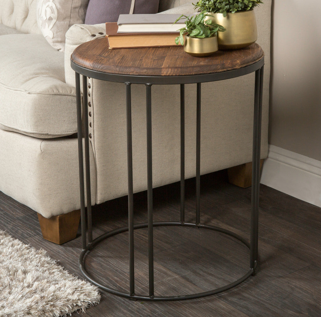 24" Black Solid Wood Round End Table By Homeroots | End Tables | Modishstore - 5