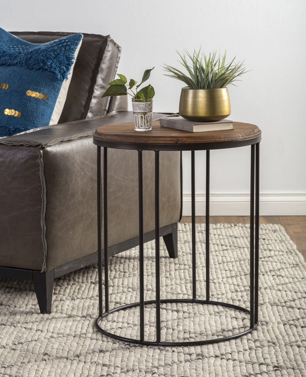 24" Black Solid Wood Round End Table By Homeroots | End Tables | Modishstore - 3