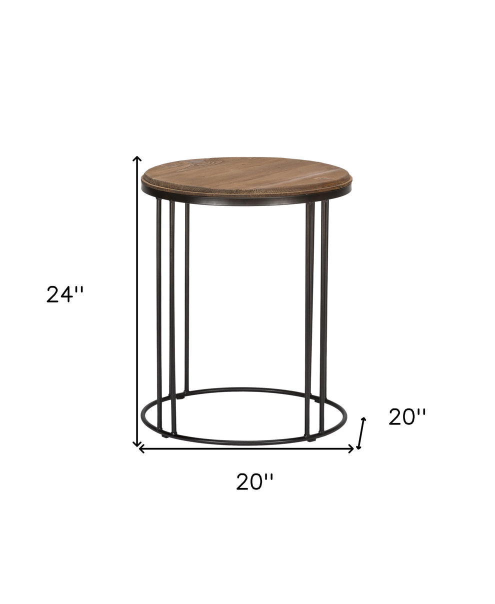 24" Black Solid Wood Round End Table By Homeroots | End Tables | Modishstore - 6