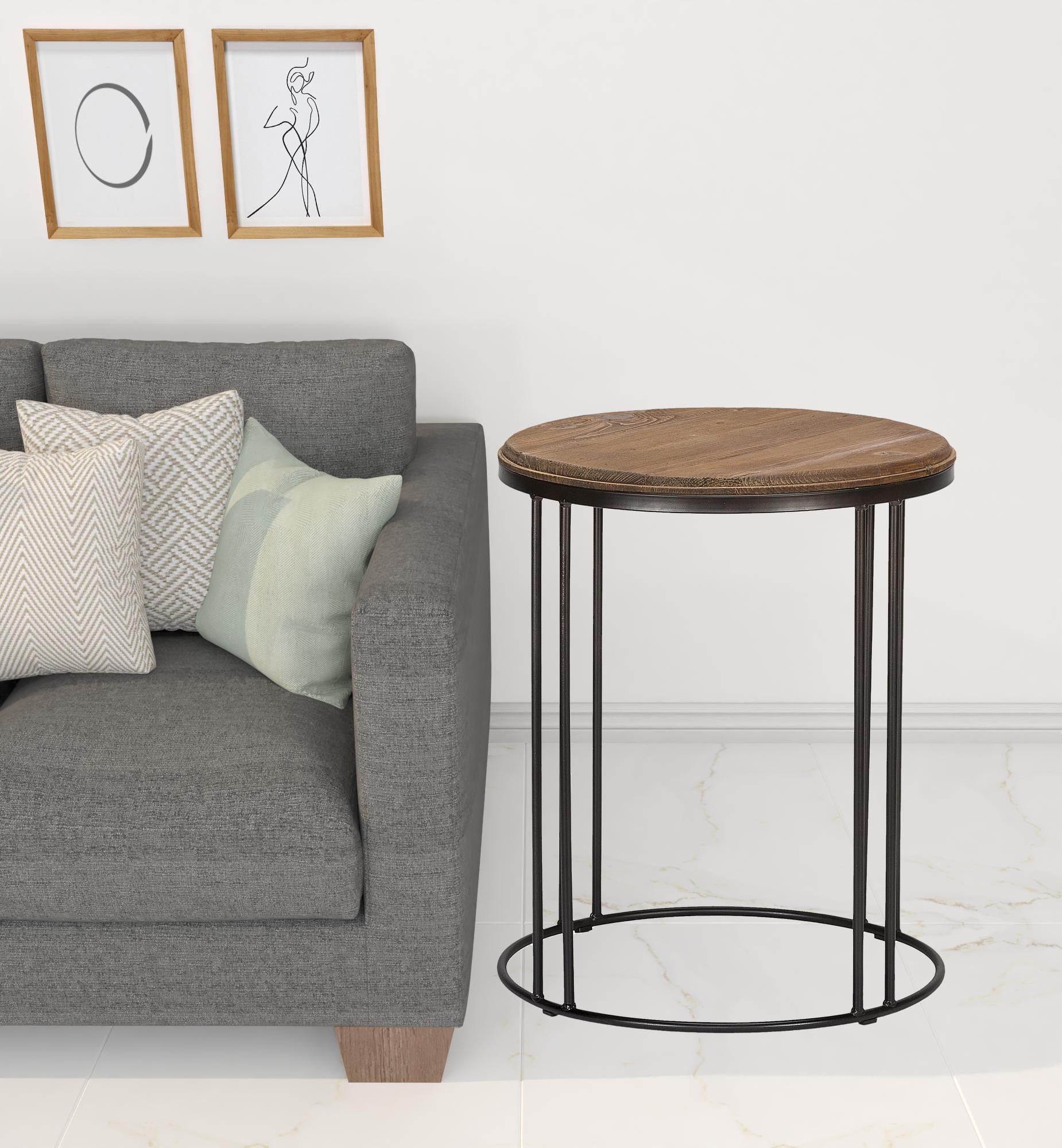24" Black Solid Wood Round End Table By Homeroots | End Tables | Modishstore - 2