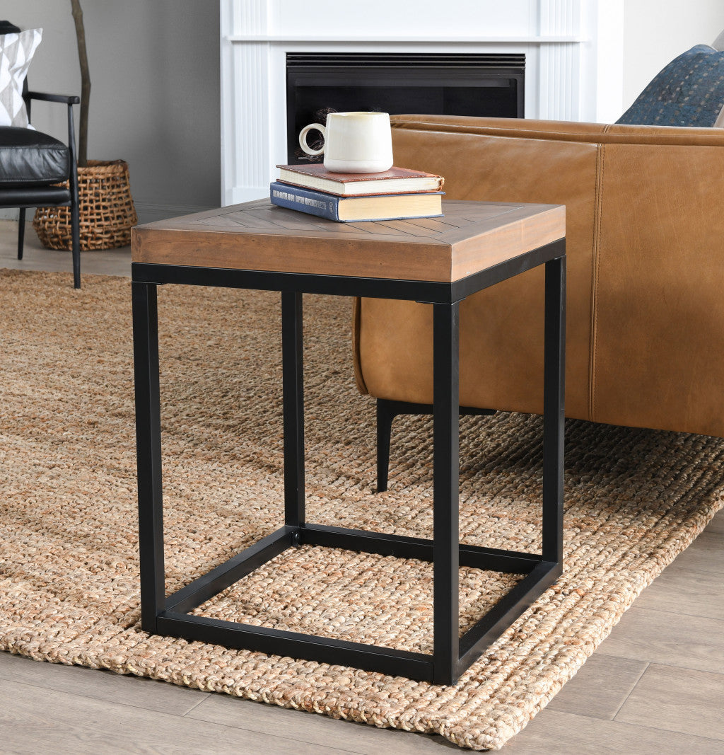 22" Black And Brown Solid Wood End Table By Homeroots | End Tables | Modishstore - 5