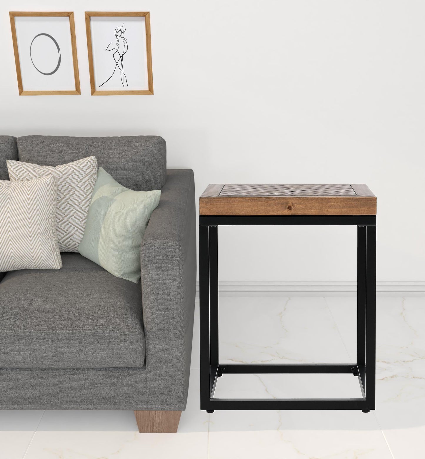 22" Black And Brown Solid Wood End Table By Homeroots | End Tables | Modishstore - 4