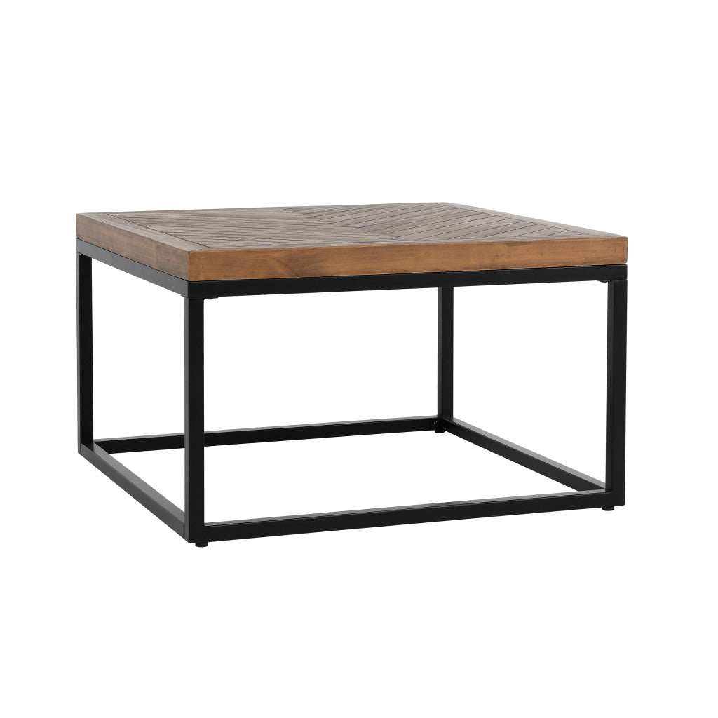 30" Black And Brown Solid Wood Square Distressed Coffee Table By Homeroots | Coffee Tables | Modishstore - 2
