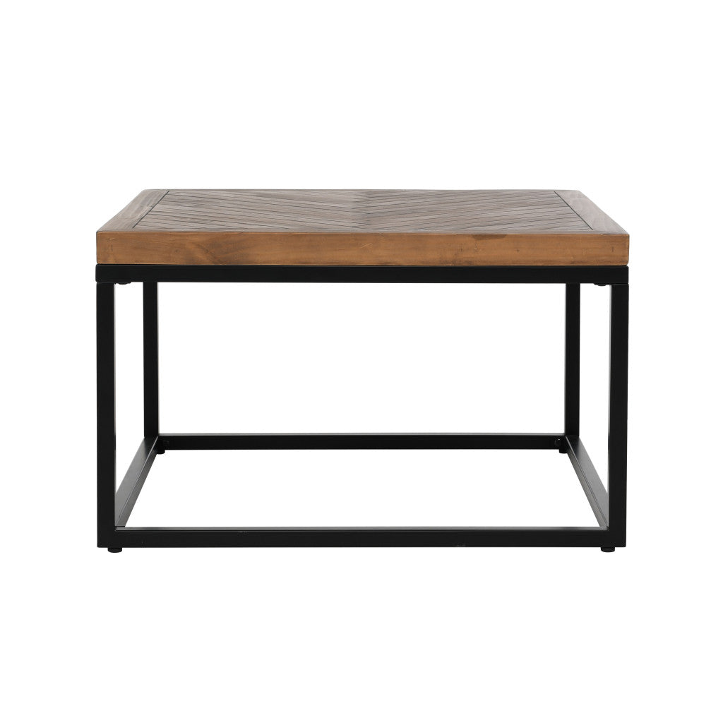 30" Black And Brown Solid Wood Square Distressed Coffee Table By Homeroots | Coffee Tables | Modishstore