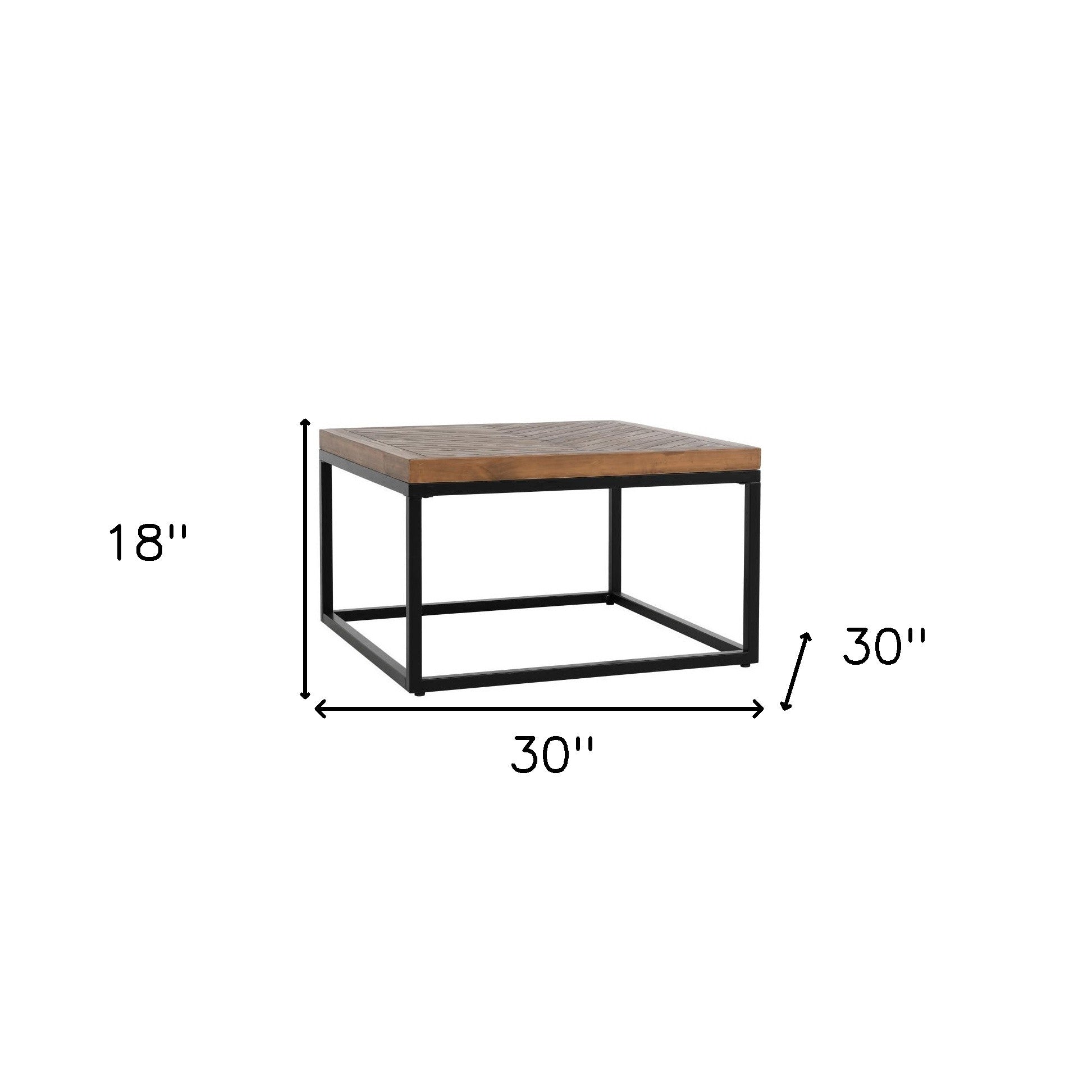 30" Black And Brown Solid Wood Square Distressed Coffee Table By Homeroots | Coffee Tables | Modishstore - 6