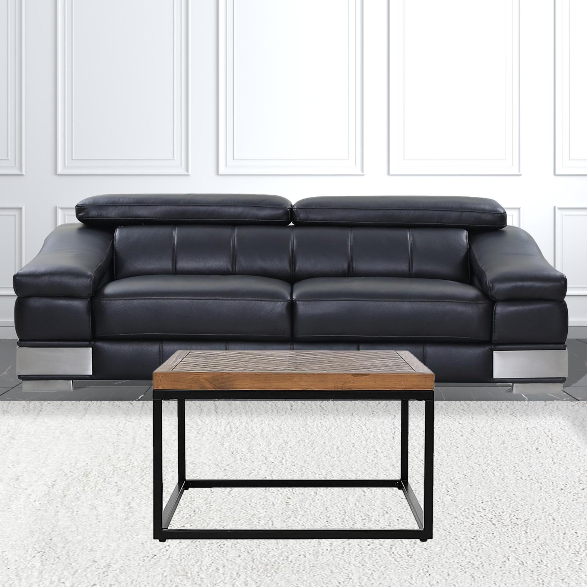 30" Black And Brown Solid Wood Square Distressed Coffee Table By Homeroots | Coffee Tables | Modishstore - 4