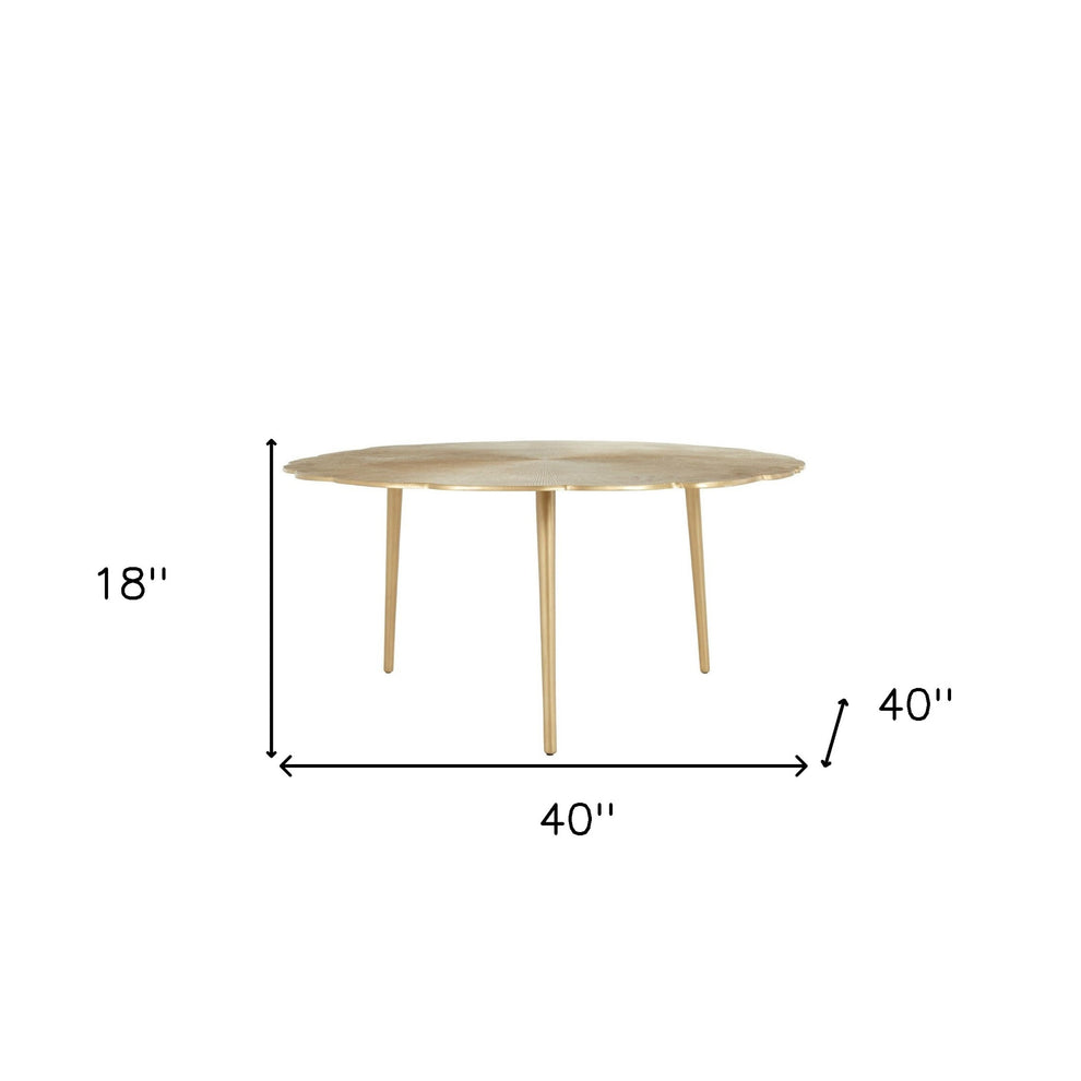 40" Gold Aluminum Round Mirrored Distressed Coffee Table By Homeroots | Coffee Tables | Modishstore - 5