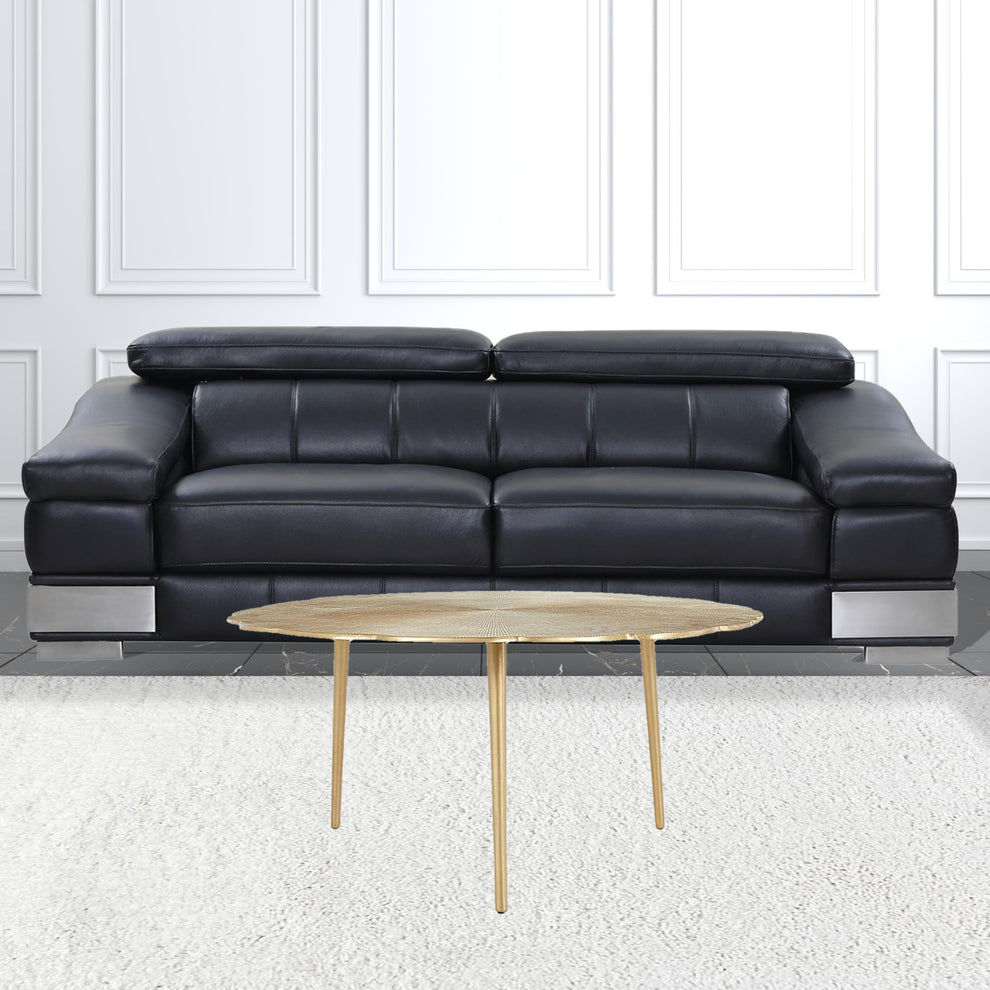 40" Gold Aluminum Round Mirrored Distressed Coffee Table By Homeroots | Coffee Tables | Modishstore - 2
