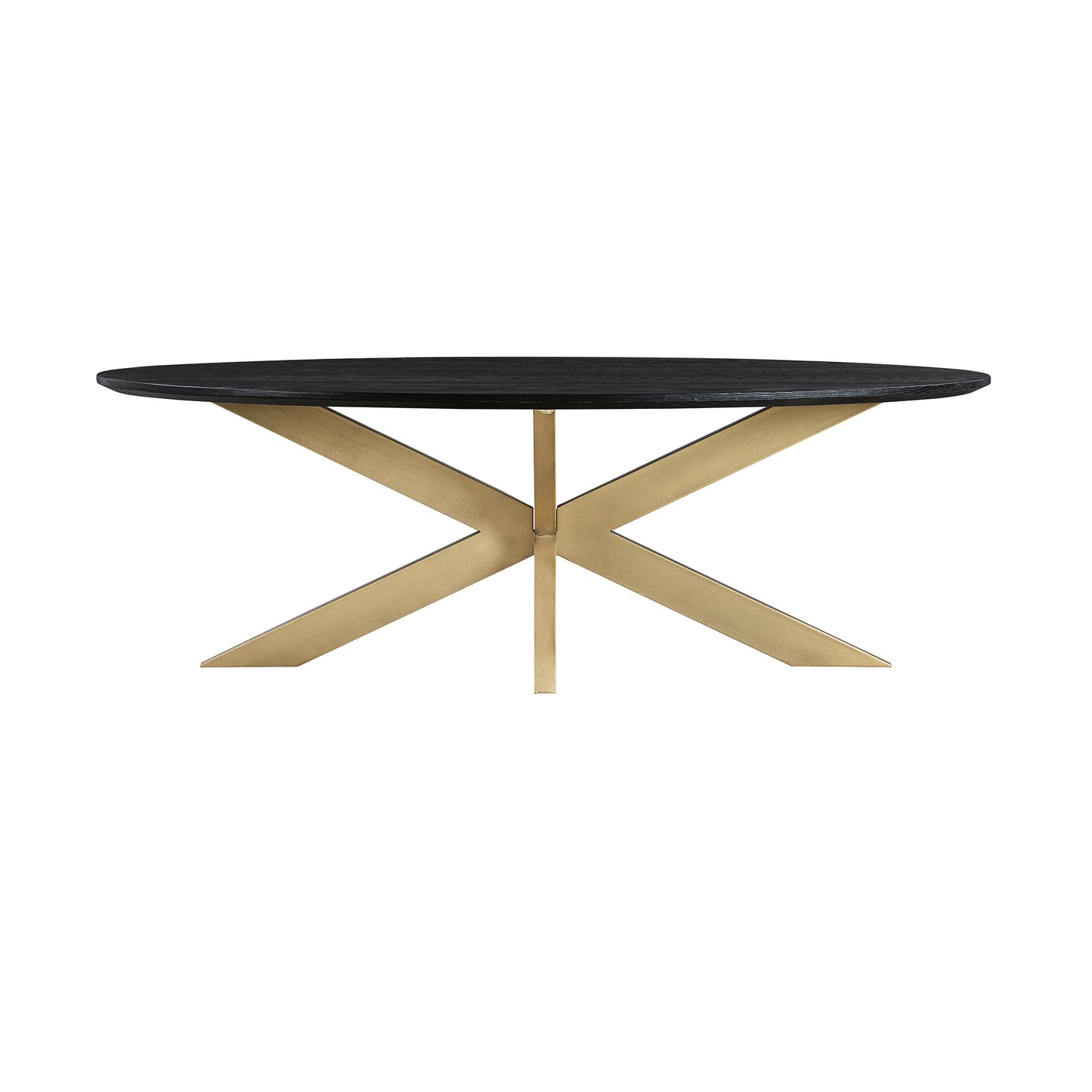 24" Black And Brass Solid Wood Oval Coffee Table By Homeroots | Coffee Tables | Modishstore - 2