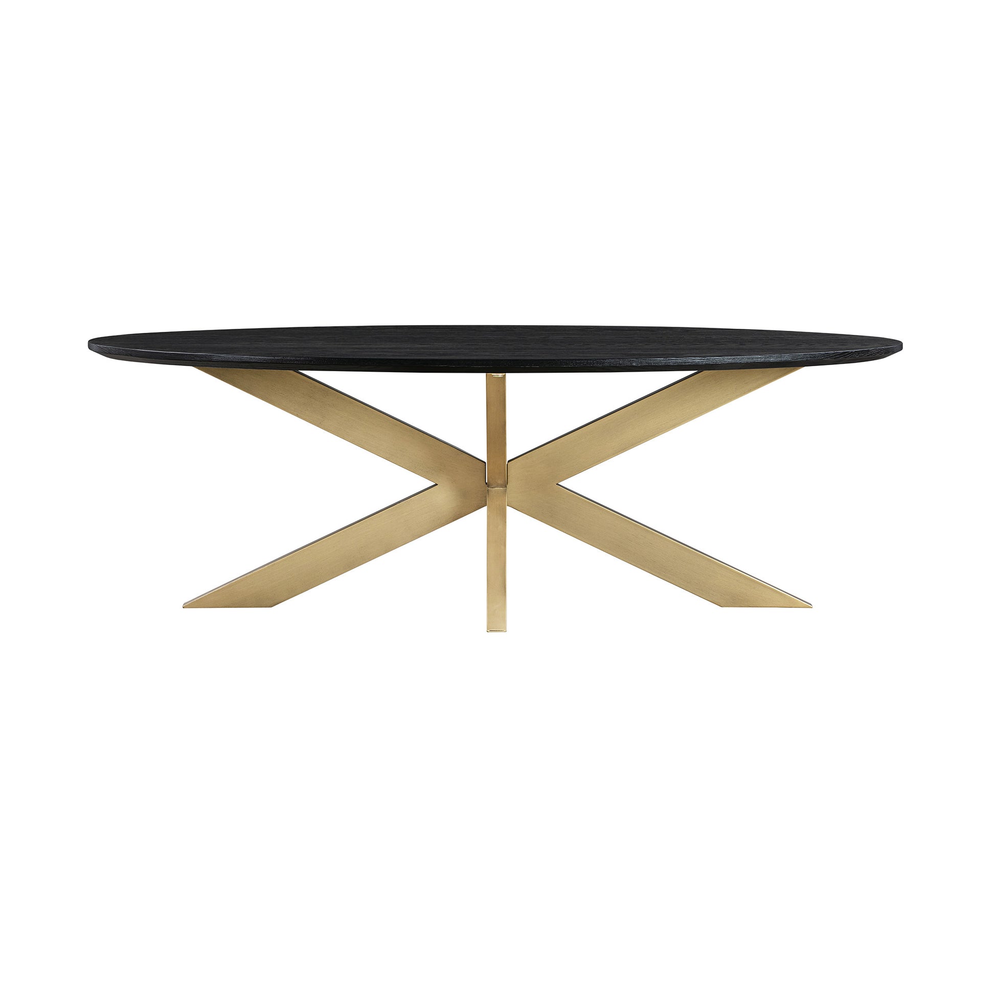 24" Black And Brass Solid Wood Oval Coffee Table By Homeroots | Coffee Tables | Modishstore - 2
