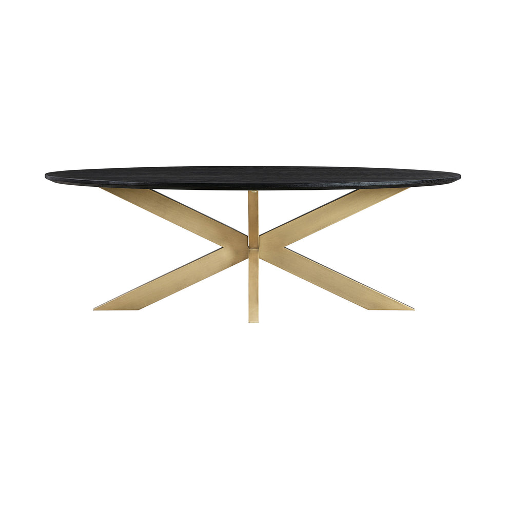 24" Black And Brass Solid Wood Oval Coffee Table By Homeroots | Coffee Tables | Modishstore - 2