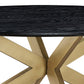 24" Black And Brass Solid Wood Oval Coffee Table By Homeroots | Coffee Tables | Modishstore - 5