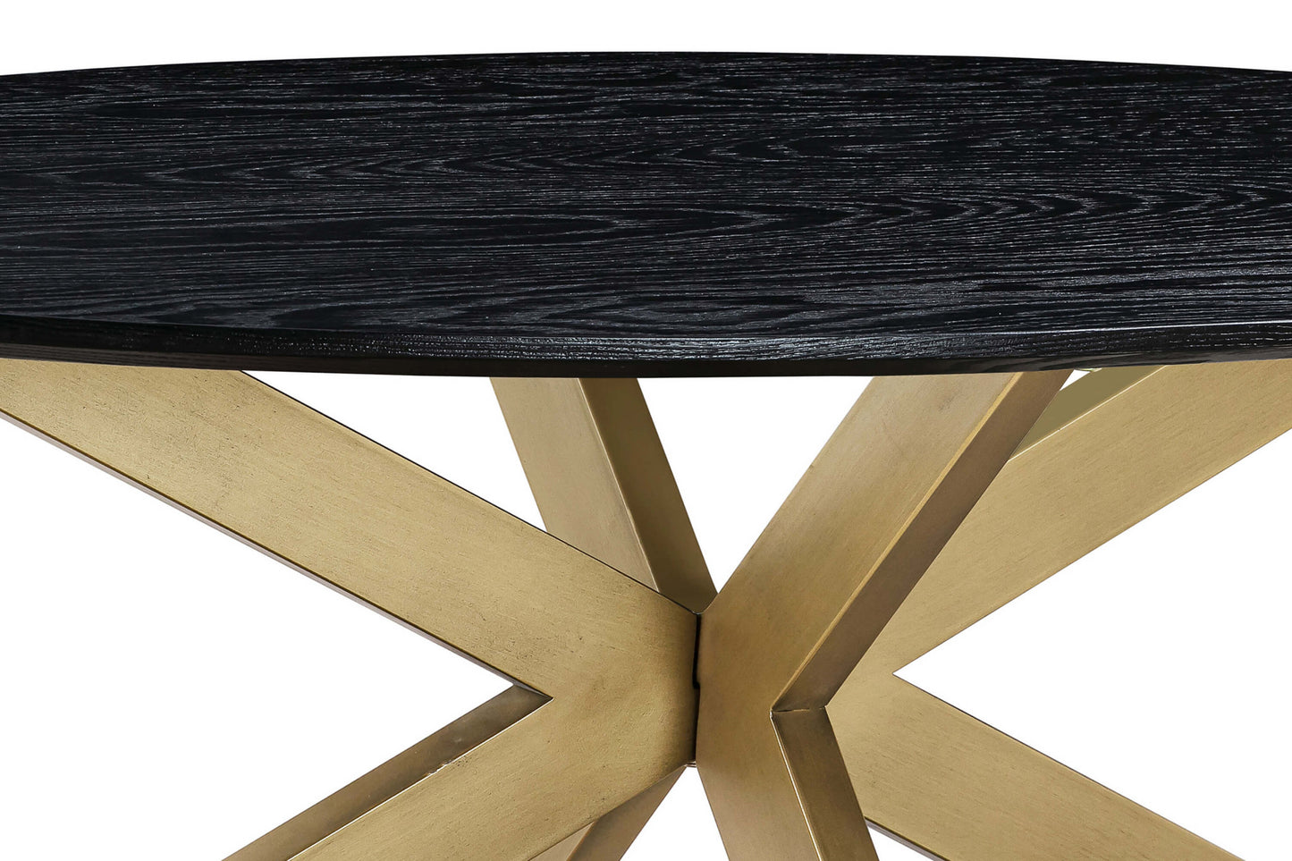 24" Black And Brass Solid Wood Oval Coffee Table By Homeroots