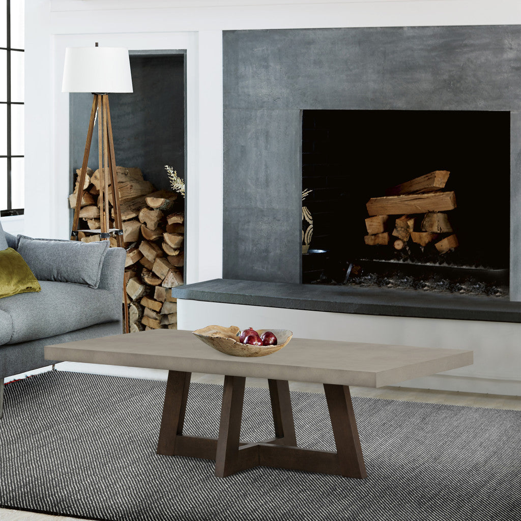 55" Dark Grey And Brown Concrete Rectangular Coffee Table By Homeroots | Coffee Tables | Modishstore - 8