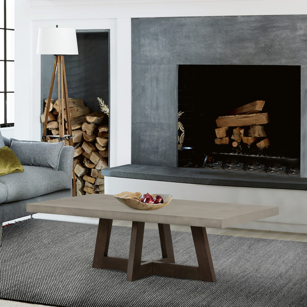 55" Dark Grey And Brown Concrete Rectangular Coffee Table By Homeroots | Coffee Tables | Modishstore - 8