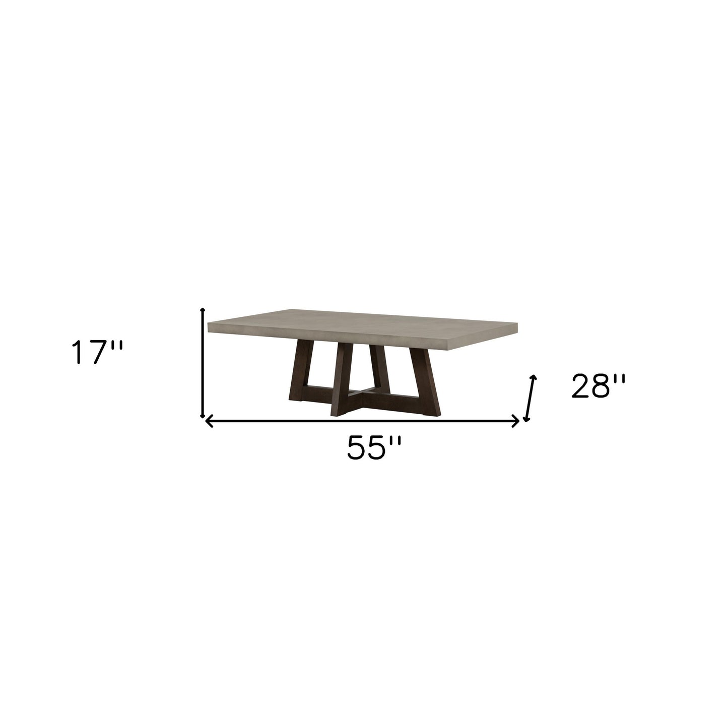 55" Dark Grey And Brown Concrete Rectangular Coffee Table By Homeroots