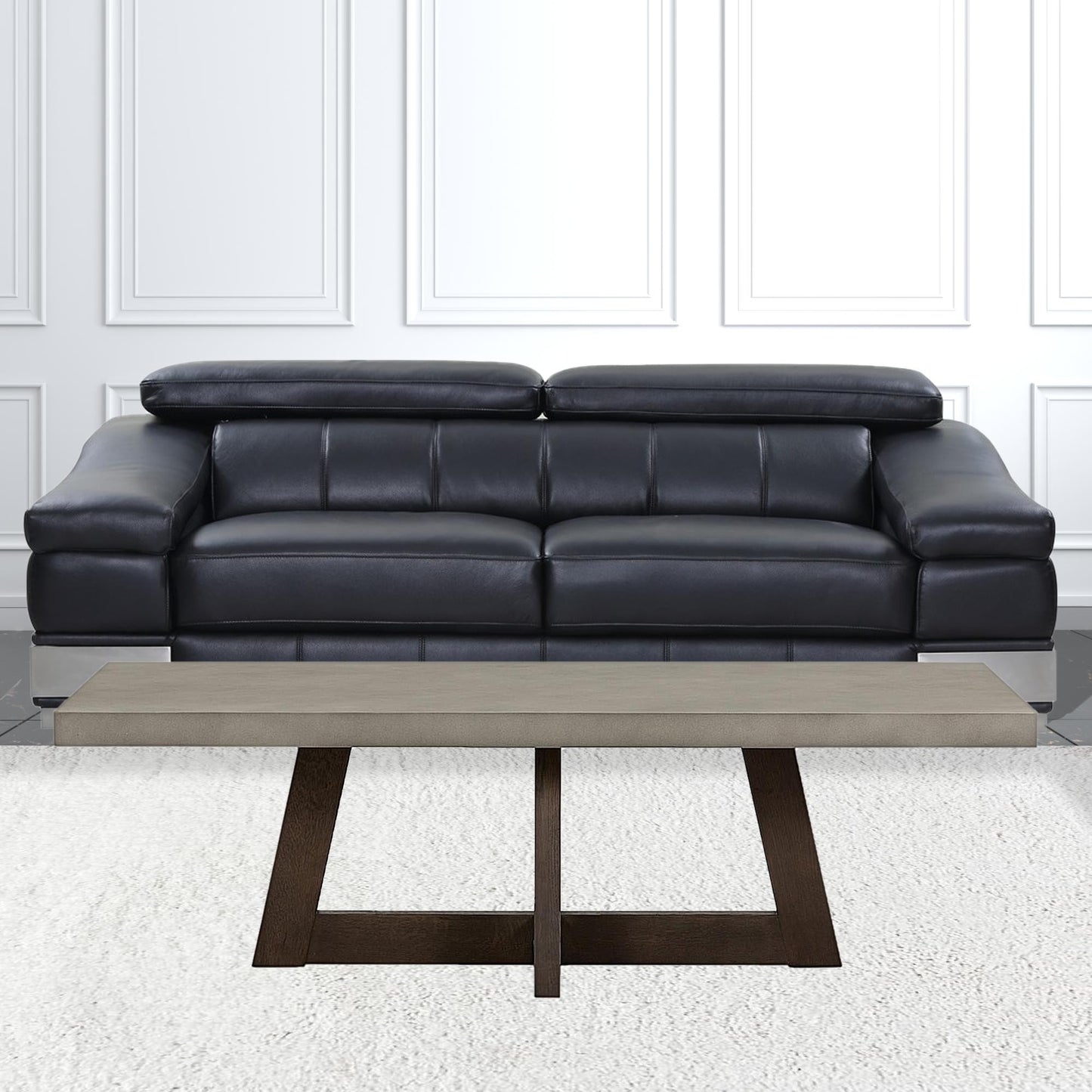 55" Dark Grey And Brown Concrete Rectangular Coffee Table By Homeroots | Coffee Tables | Modishstore - 4
