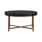 32" Black And Brown Solid Wood Round Coffee Table By Homeroots