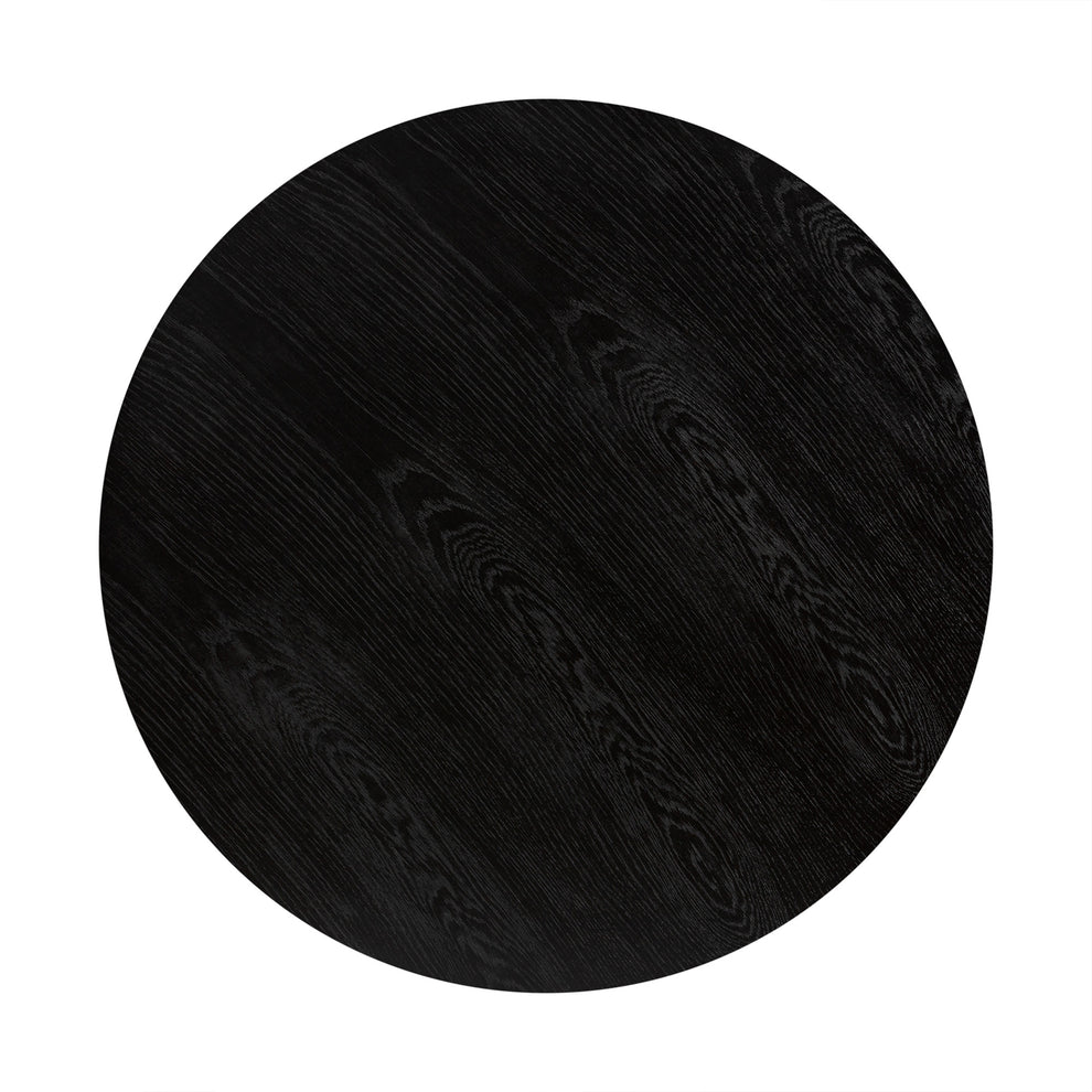 32" Black And Brown Solid Wood Round Coffee Table By Homeroots | Coffee Tables | Modishstore - 3