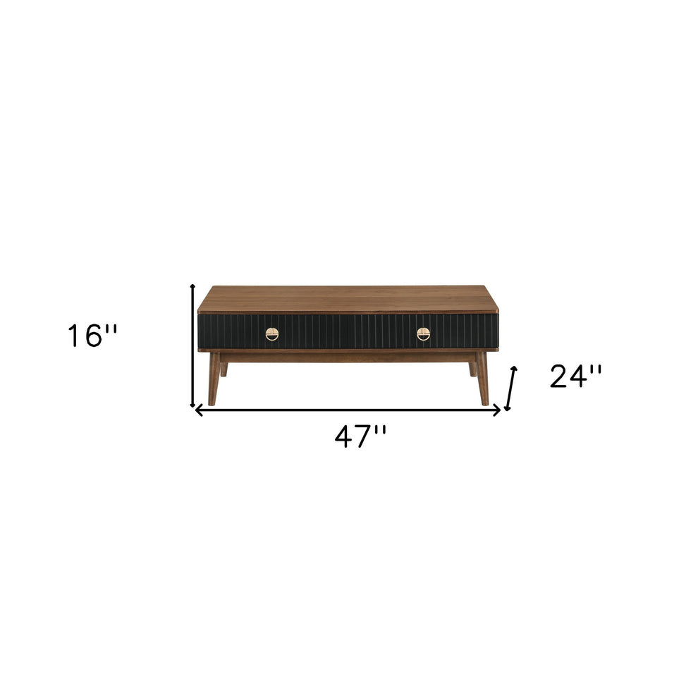 47" Brown Solid Wood Rectangular Coffee Table By Homeroots | Coffee Tables | Modishstore - 9