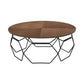 36" Black And Brown Solid Wood Round Coffee Table By Homeroots | Coffee Tables | Modishstore - 2