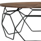 36" Black And Brown Solid Wood Round Coffee Table By Homeroots | Coffee Tables | Modishstore - 4