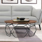36" Black And Brown Solid Wood Round Coffee Table By Homeroots