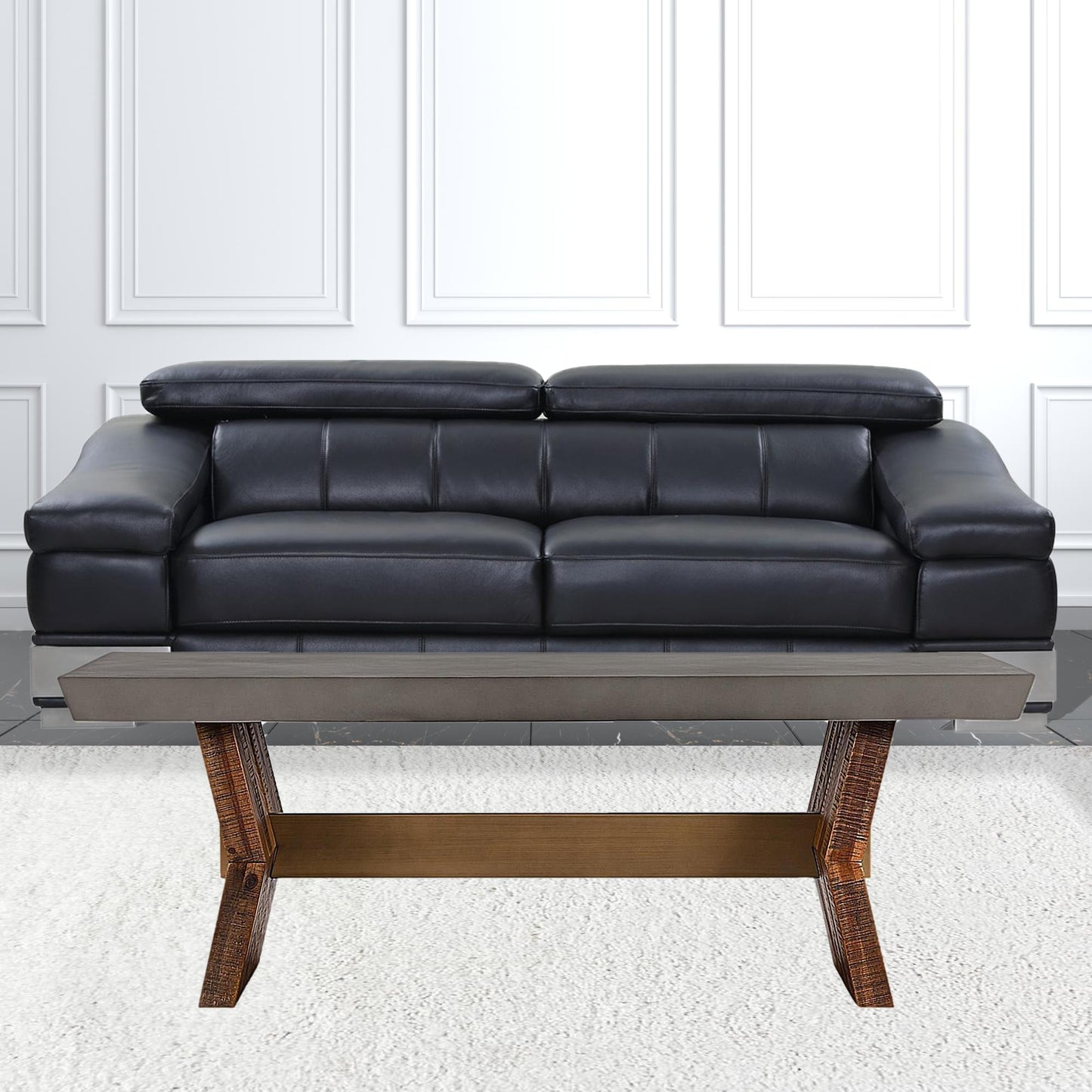 26" Grey And Brown Concrete Rectangular Coffee Table By Homeroots | Coffee Tables | Modishstore - 3