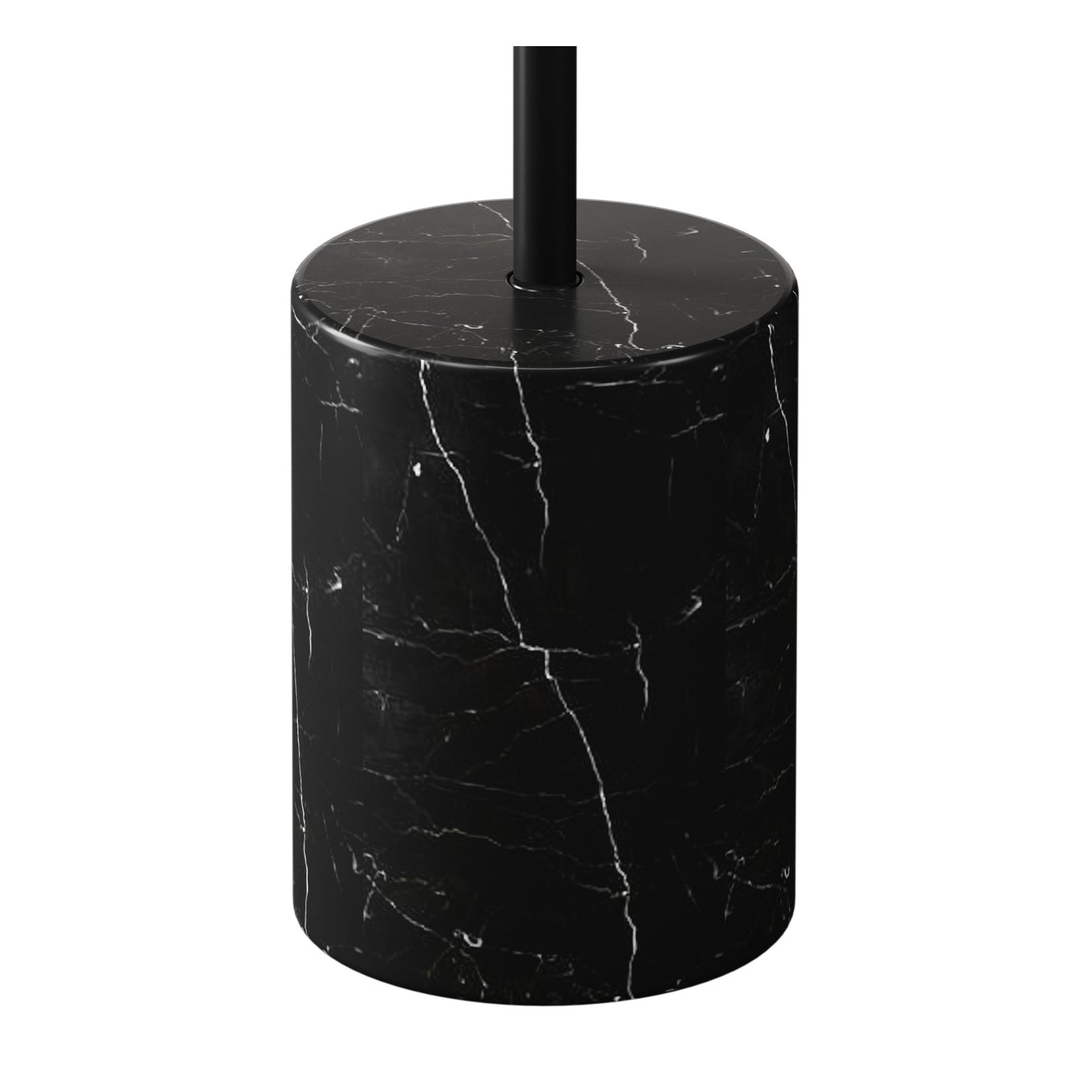 20" Black Steel and Marble Round Pedestal End Table By Homeroots