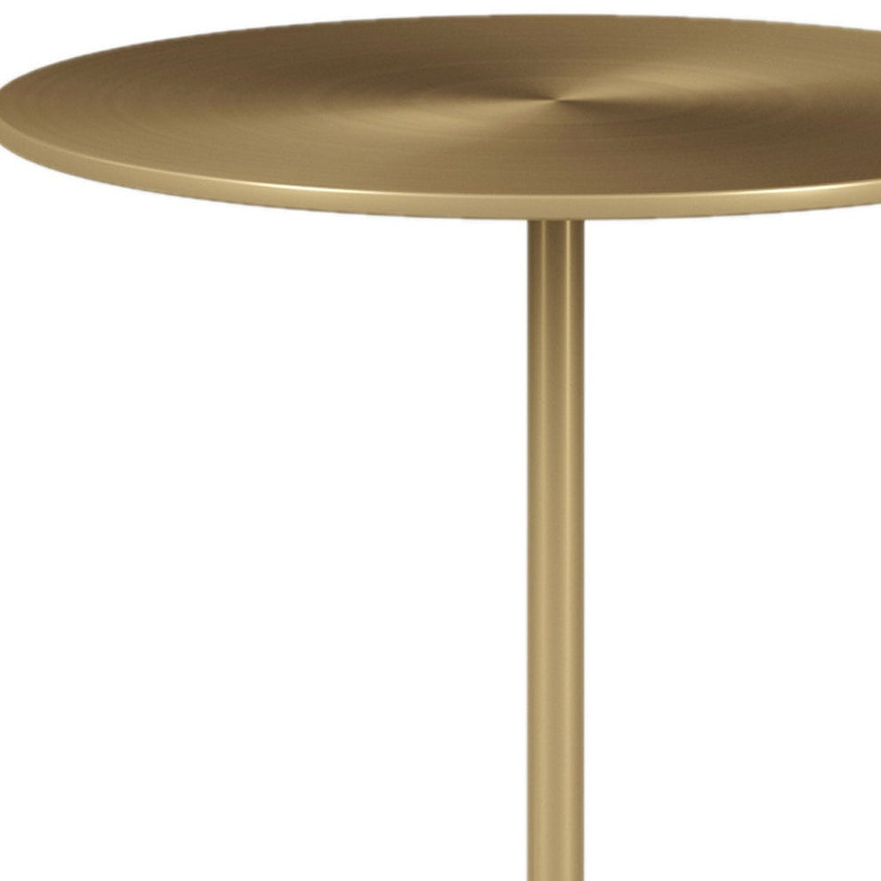 20" White And Gold Steel Round Pedestal End Table By Homeroots | End Tables | Modishstore - 3