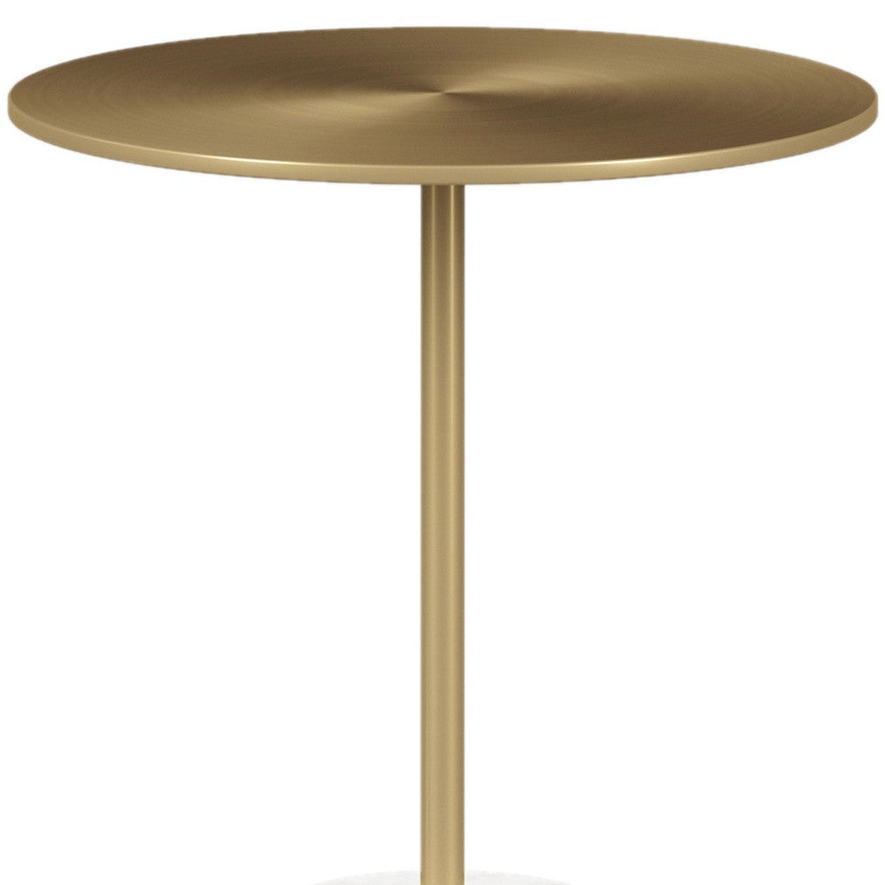 20" White And Gold Steel Round Pedestal End Table By Homeroots | End Tables | Modishstore - 4