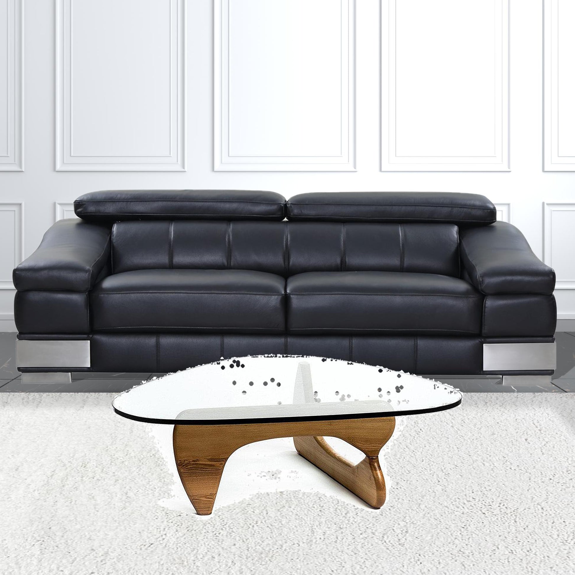 50" Walnut And Clear Glass Triangle Coffee Table By Homeroots | Coffee Tables | Modishstore - 5