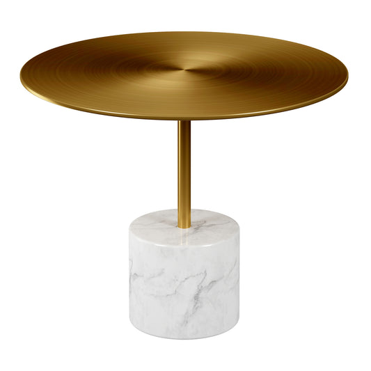 17" White And Gold Steel Round Coffee Table By Homeroots