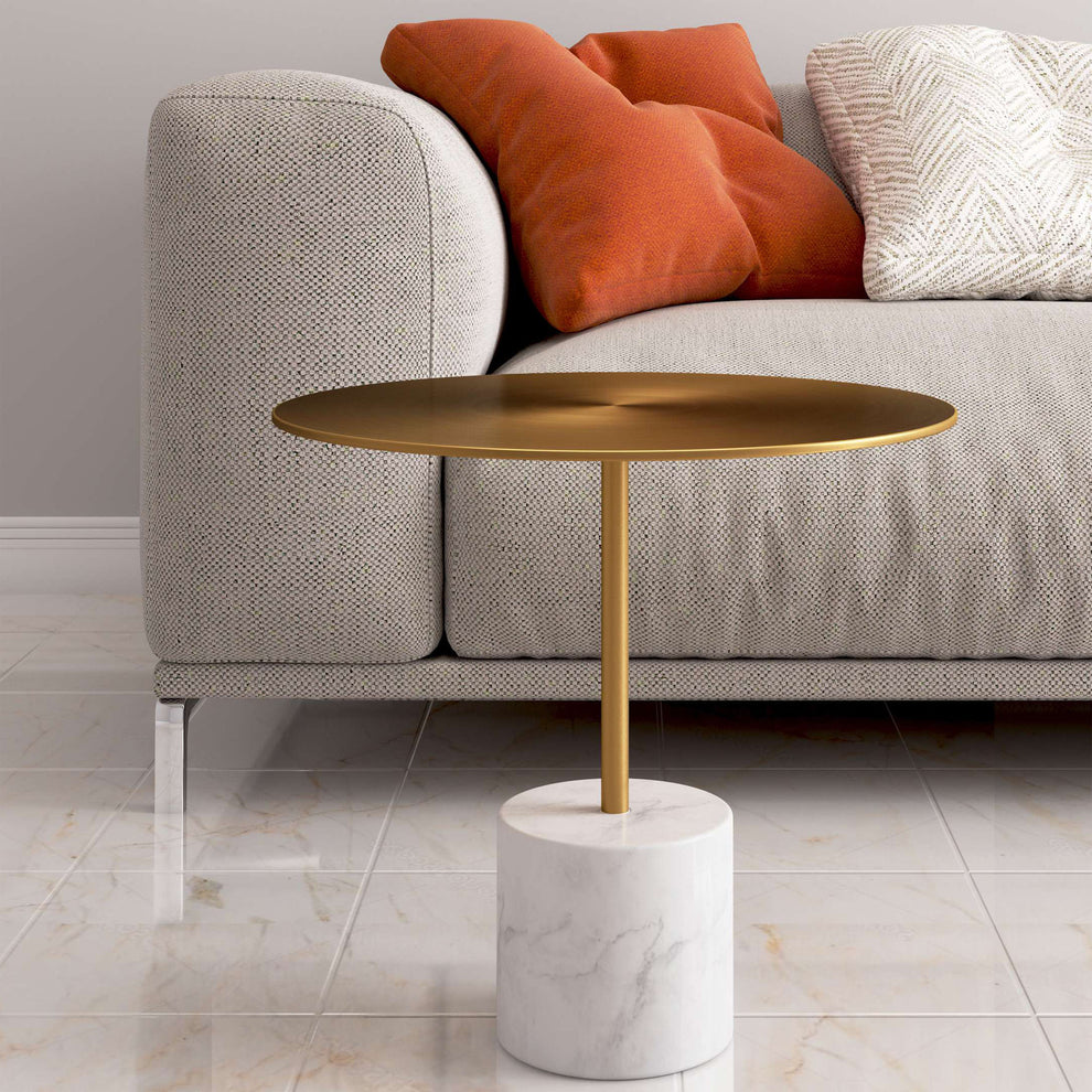 17" White And Gold Steel Round Coffee Table By Homeroots | Coffee Tables | Modishstore - 6