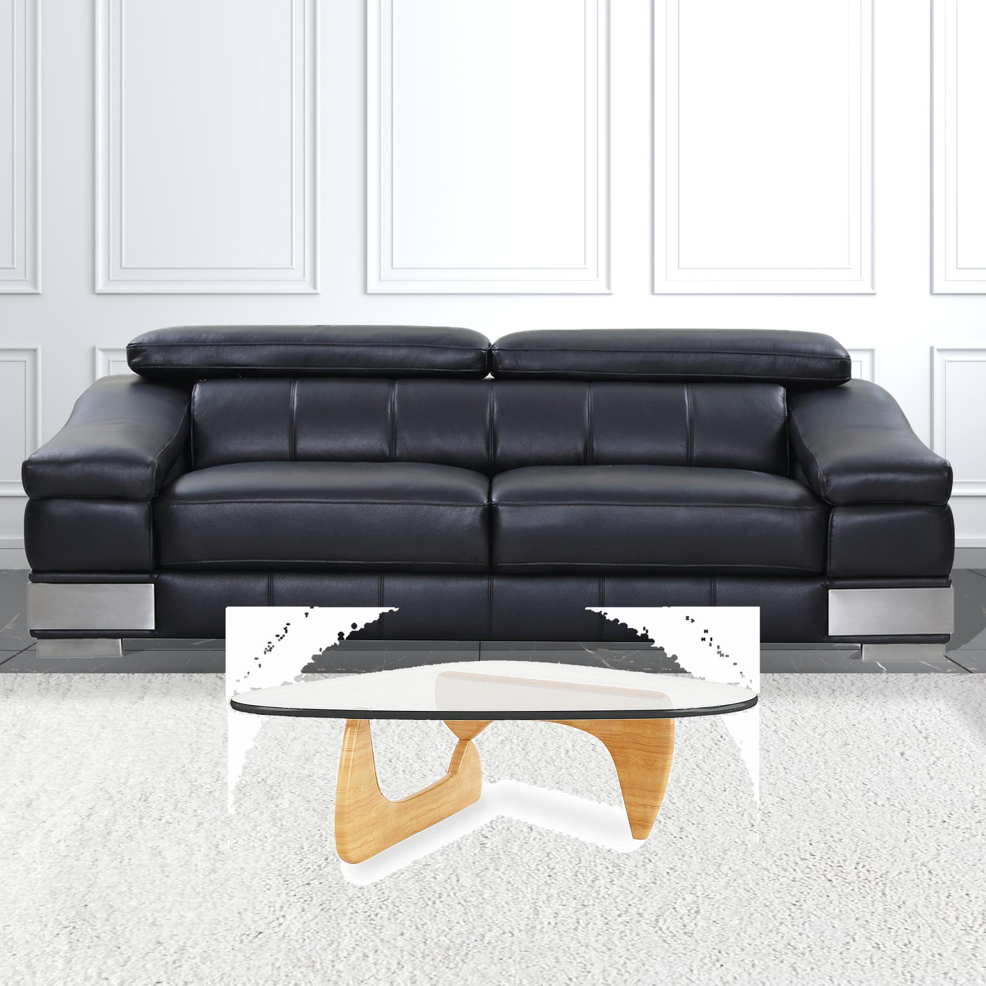 50" Natural And Clear Glass Triangle Coffee Table By Homeroots | Coffee Tables | Modishstore - 5