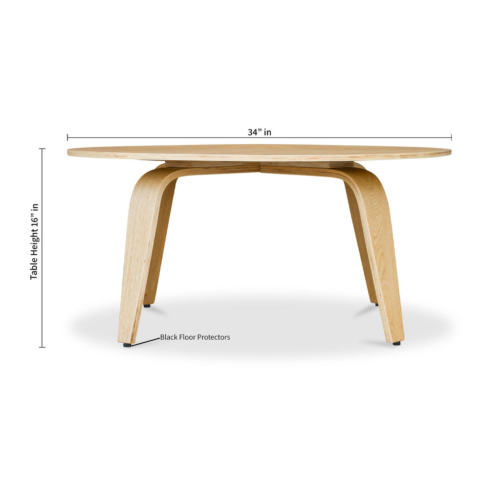 34" Natural Round Coffee Table By Homeroots | Coffee Tables | Modishstore - 8