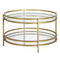 32" Gold and Glass Round Coffee Table With Shelf By Homeroots | Coffee Tables | Modishstore - 3