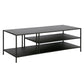 48" Black Steel Rectangular Coffee Table With Two Shelves By Homeroots | Coffee Tables | Modishstore